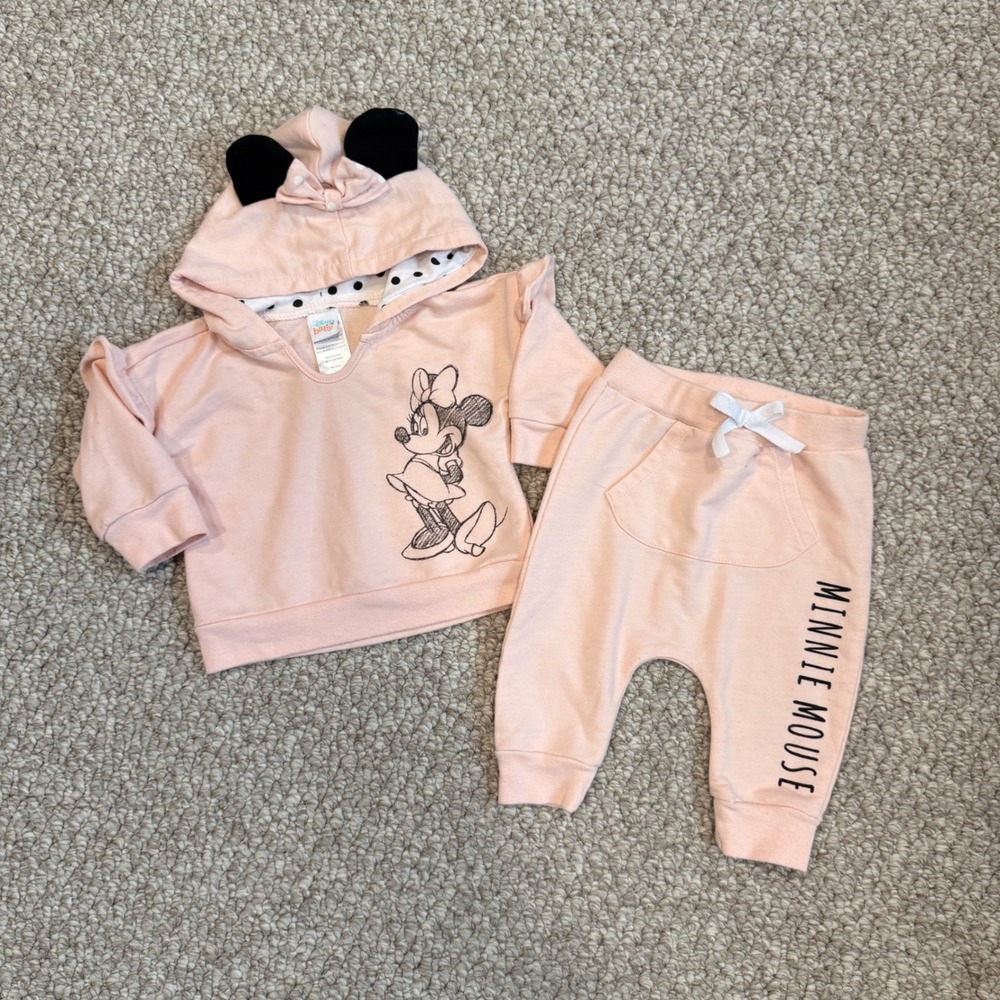 Disney Baby Minnie Mouse Pink Hoodie and Jogger Pants Set Size 3-6 Months